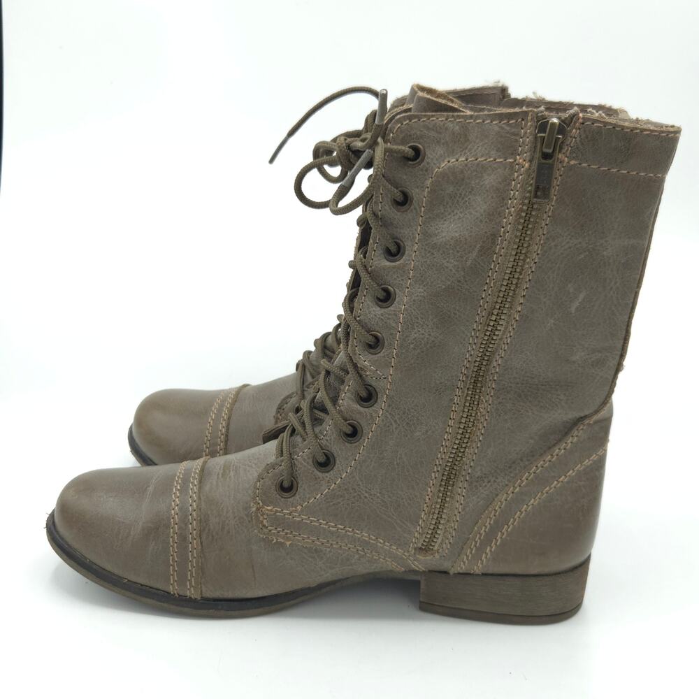 Steve Madden Women's Size 7.5 Troopa combat Boots Distressed Brown Leather - Picture 5 of 12